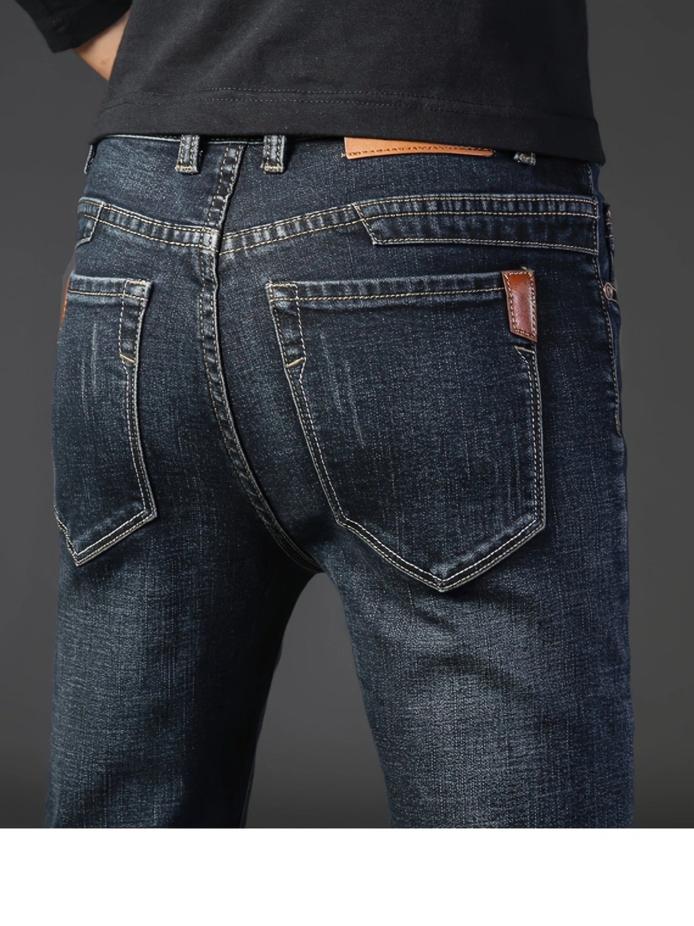 Heren High-Quality Denim Jeans – Donkere Was, Rechte Pasvorm.