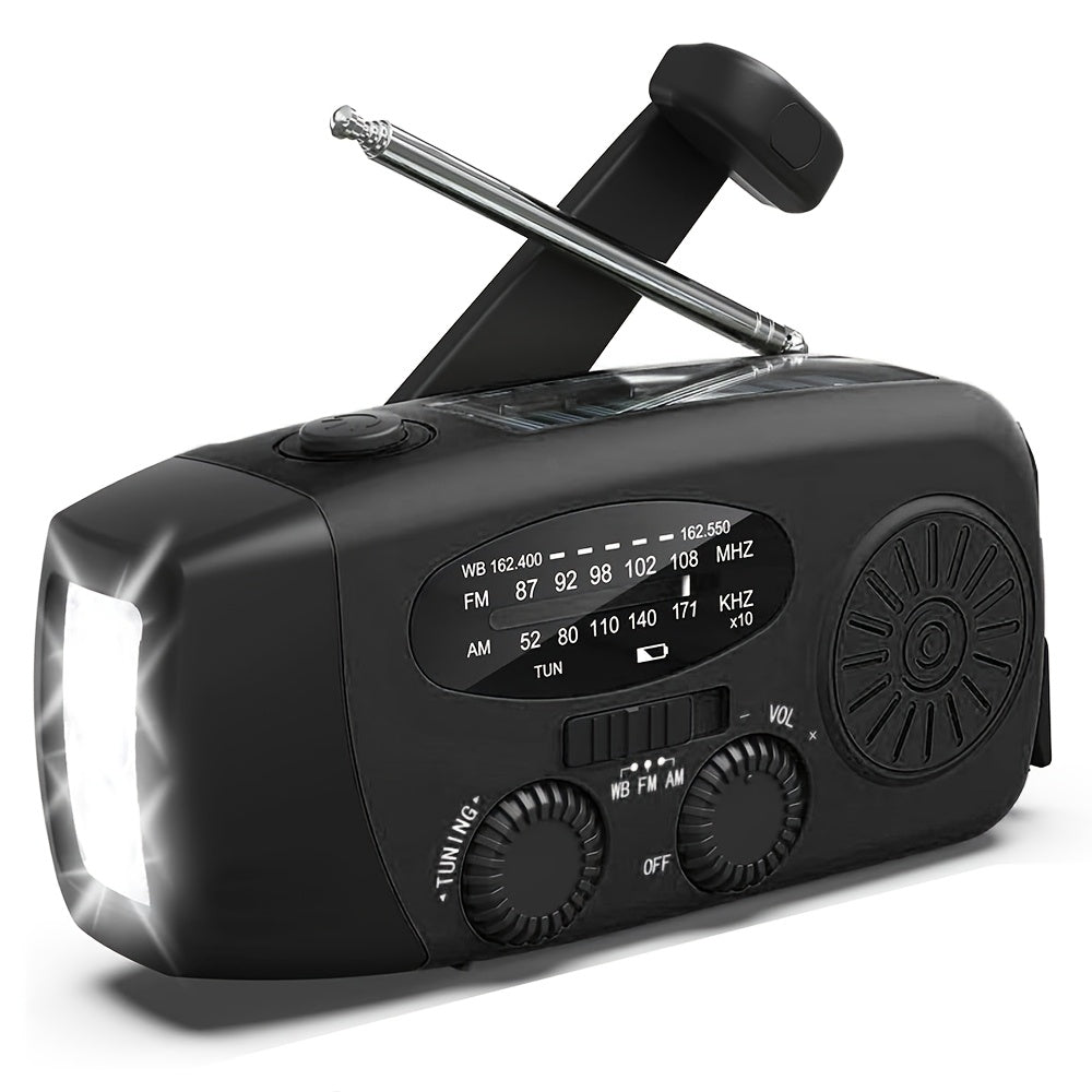 Noodhandcrankradio met LED-zaklamp – AM/FM NOAA, USB & Zonne-energie.