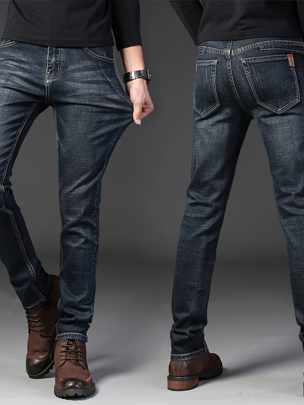 Heren High-Quality Denim Jeans – Donkere Was, Rechte Pasvorm.