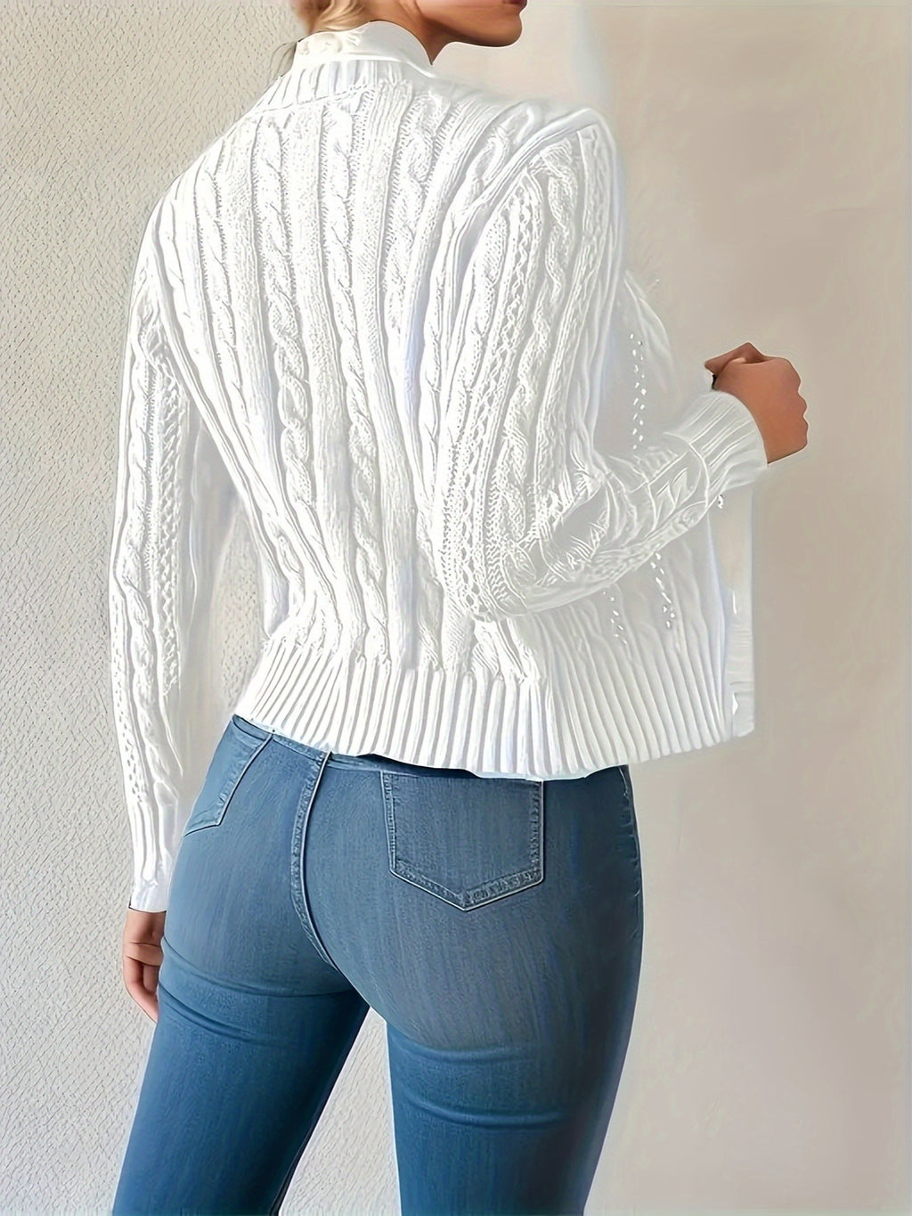 Vrouwen's Elegante Knoopfront Cardigan - Stijlvolle Trui voor Herfst/Winter, Niet-Transparant Blazer, Kantoor &amp; Feest Buitenkleding, Cardigan Sweater, Herfstmode, Knopen Voorzijde, Comfortabele Stof