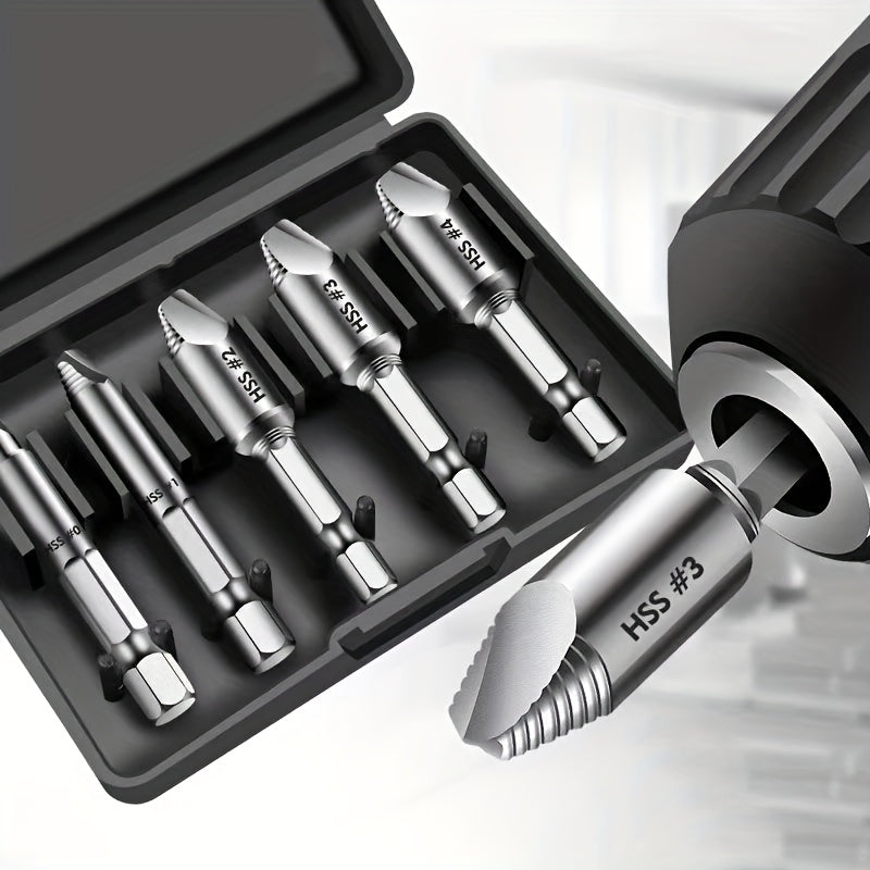 🛠️ 5-delige Schroeven verwijder Set – HSS Dubbelzijdig.