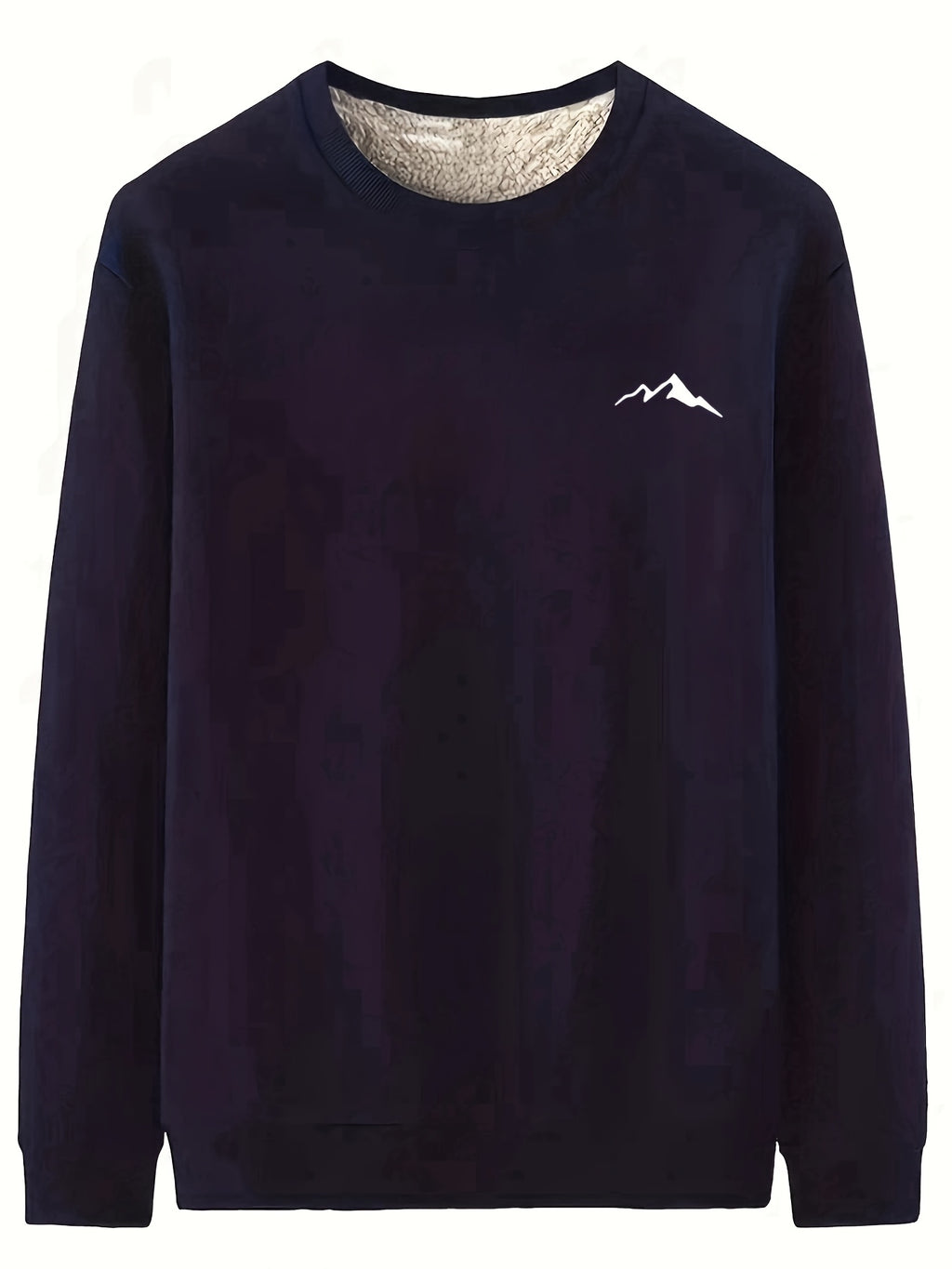 Heren Comfortabele Fleece Gevoerde Trui – Warme Pullover met Bergprint.