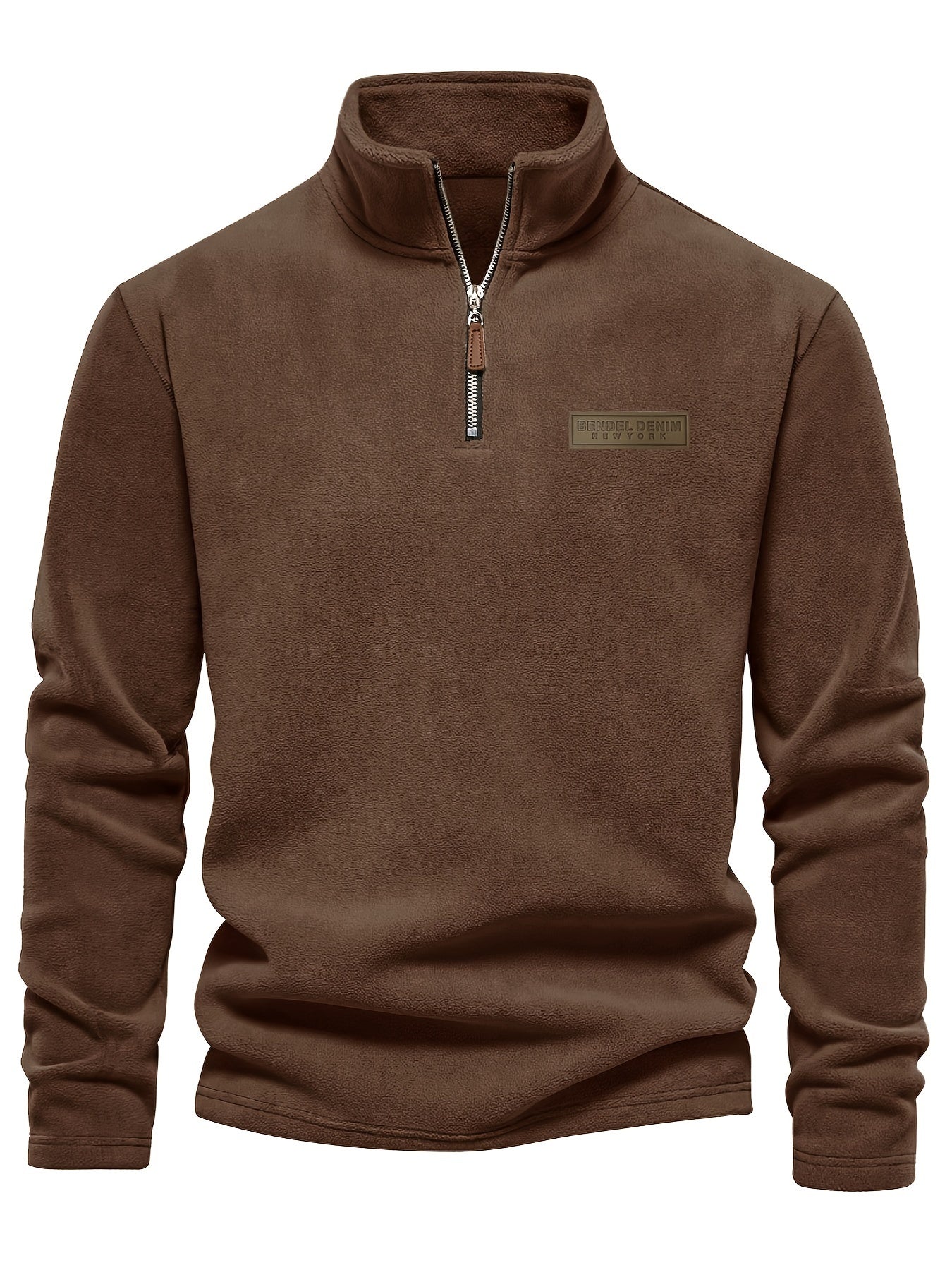 Heren Fleece-Gevoerde Sweatshirt met Halve Rits – Casual Pullover met Opstaande Kraag.