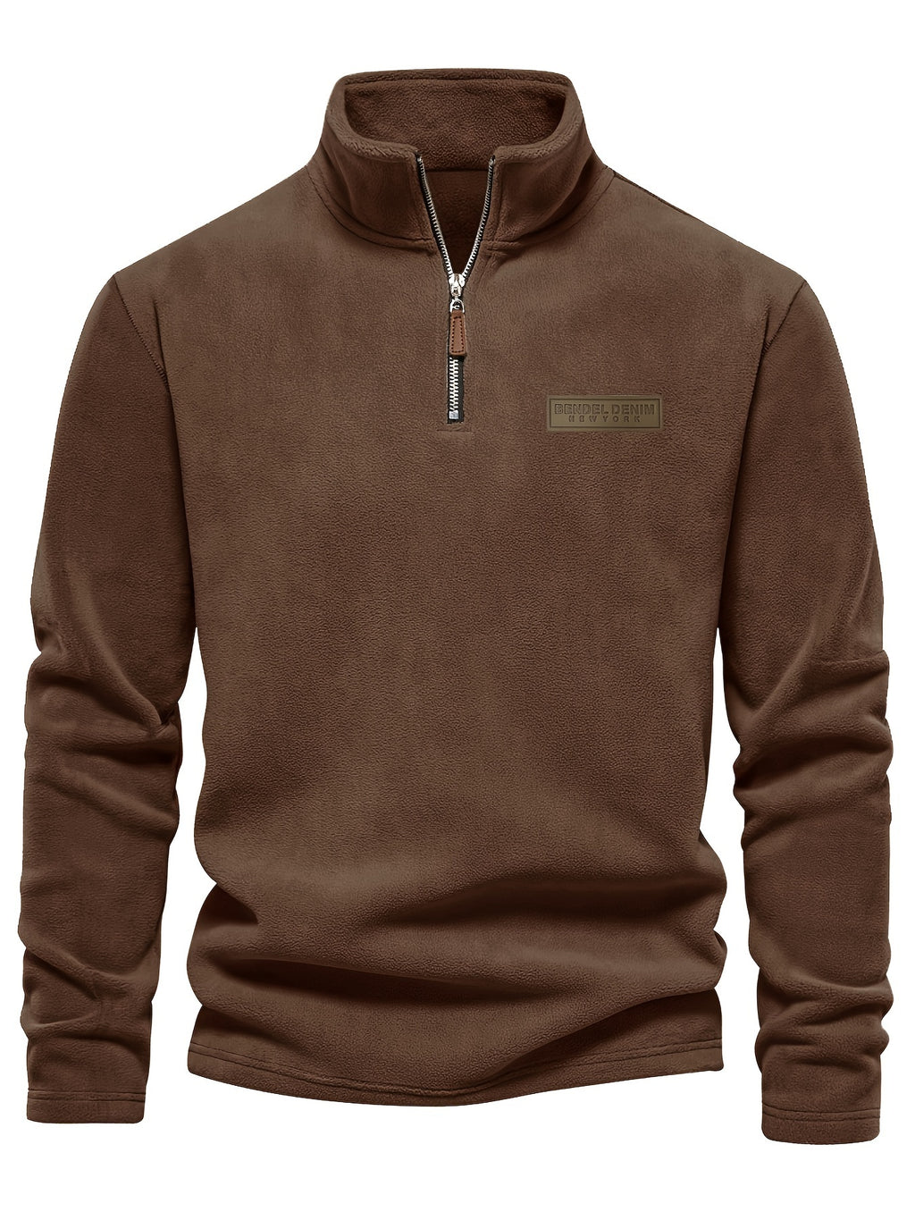 Heren Fleece-Gevoerde Sweatshirt met Halve Rits – Casual Pullover met Opstaande Kraag.