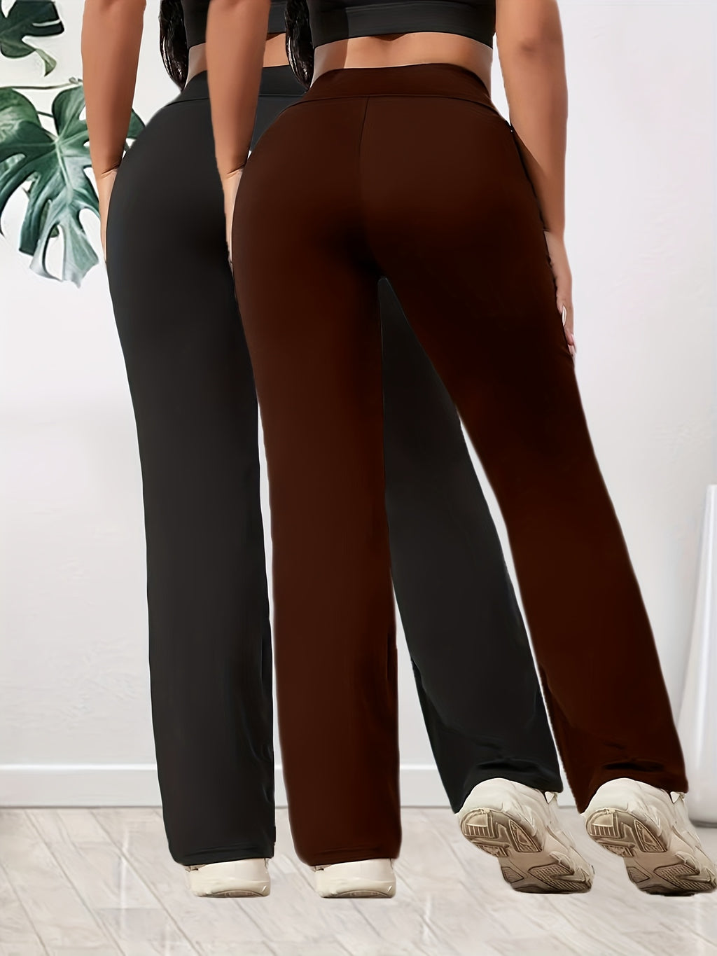 2-pack Dames Hoge Taille Flare Broek – verschillende kleur combinaties.