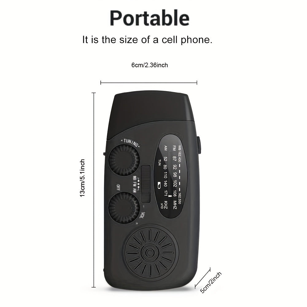 Noodhandcrankradio met LED-zaklamp – AM/FM NOAA, USB & Zonne-energie.