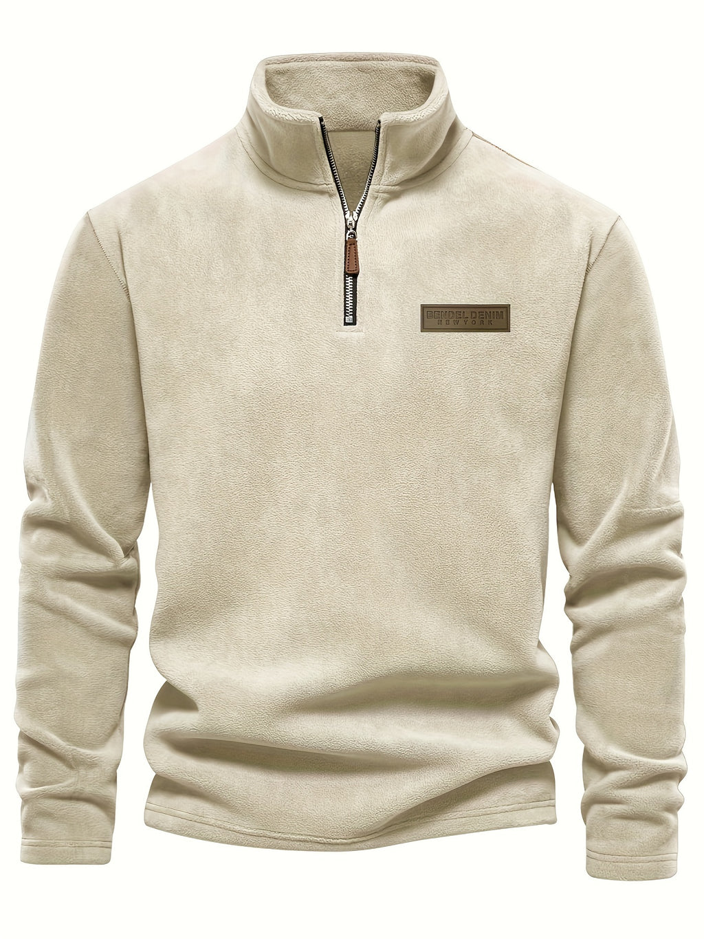 Heren Fleece-Gevoerde Sweatshirt met Halve Rits – Casual Pullover met Opstaande Kraag.