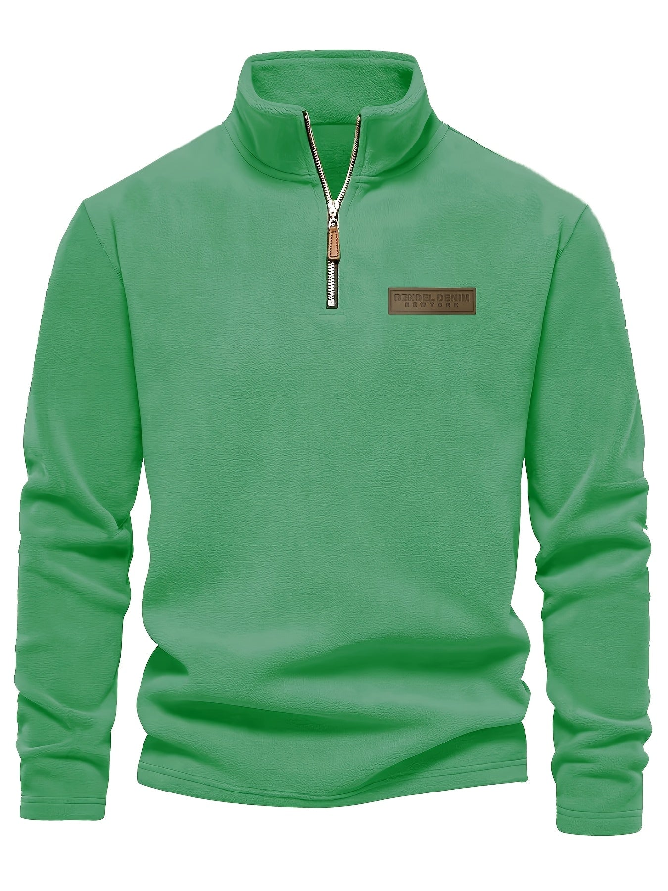 Heren Fleece-Gevoerde Sweatshirt met Halve Rits – Casual Pullover met Opstaande Kraag.