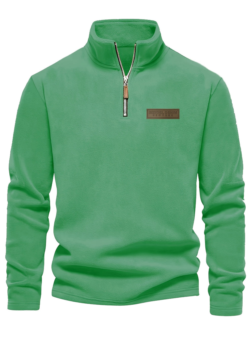 Heren Fleece-Gevoerde Sweatshirt met Halve Rits – Casual Pullover met Opstaande Kraag.