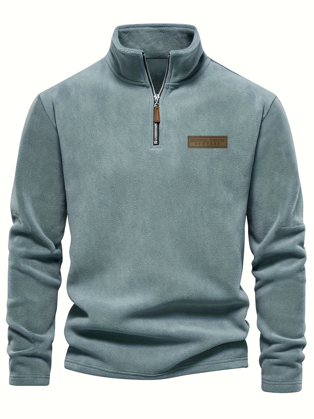 Heren Fleece-Gevoerde Sweatshirt met Halve Rits – Casual Pullover met Opstaande Kraag.