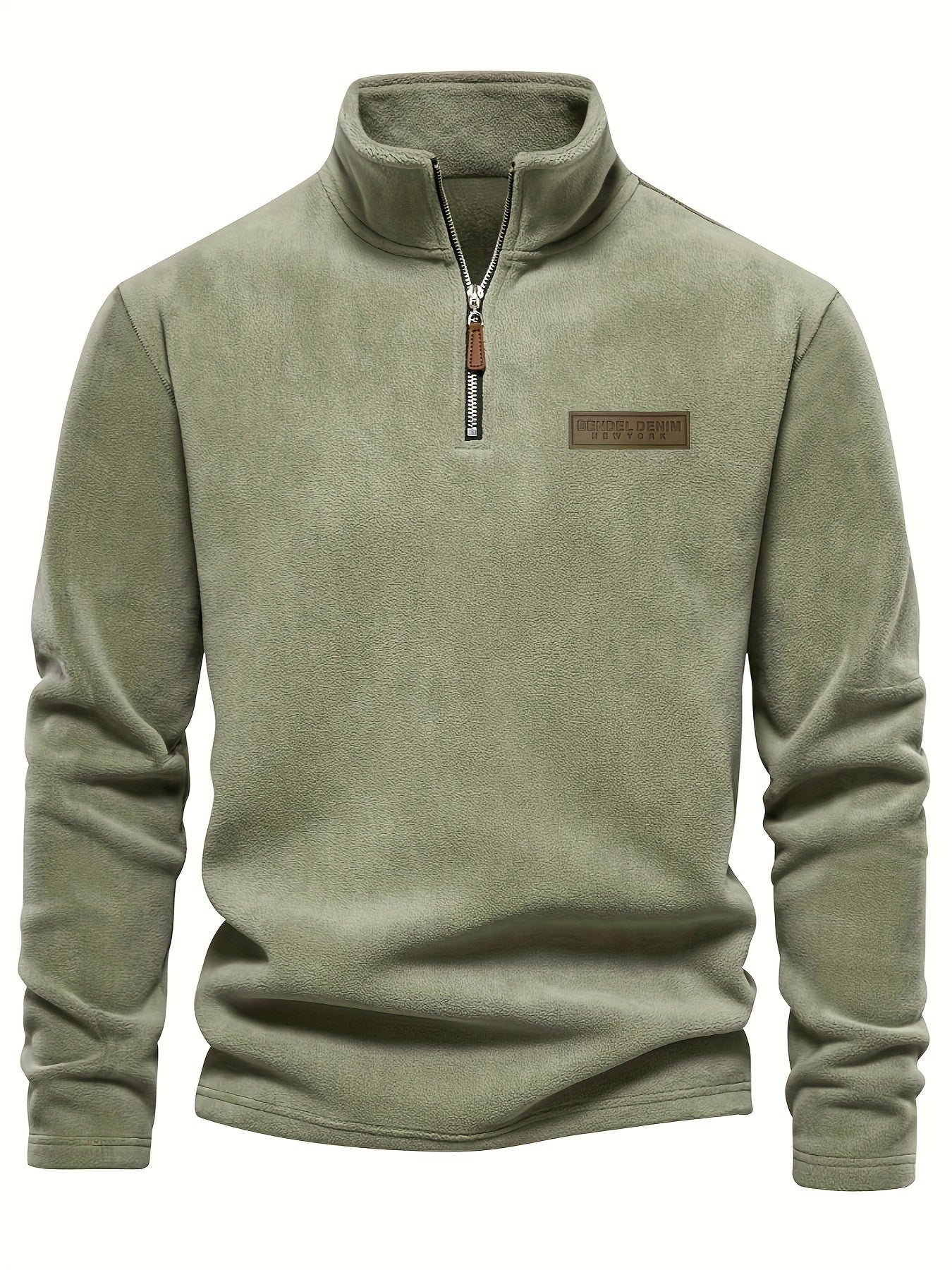 Heren Fleece-Gevoerde Sweatshirt met Halve Rits – Casual Pullover met Opstaande Kraag.
