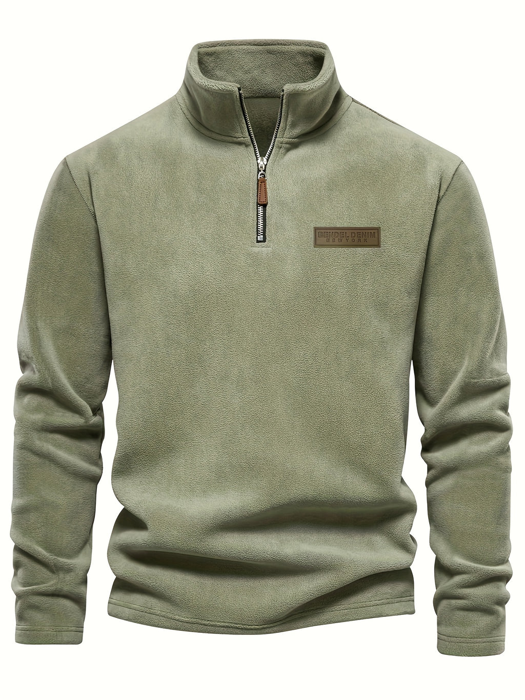 Heren Fleece-Gevoerde Sweatshirt met Halve Rits – Casual Pullover met Opstaande Kraag.