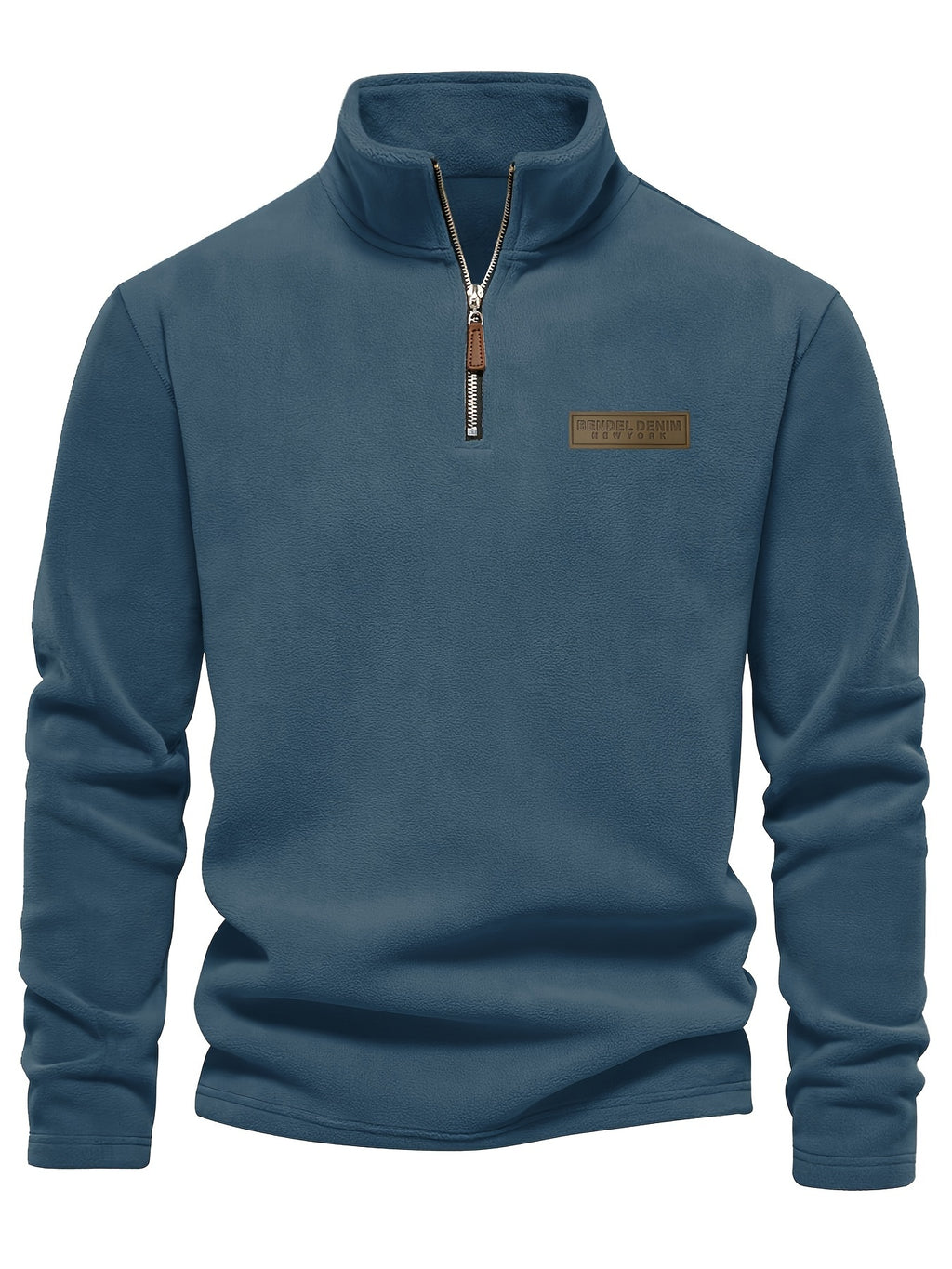Heren Fleece-Gevoerde Sweatshirt met Halve Rits – Casual Pullover met Opstaande Kraag.