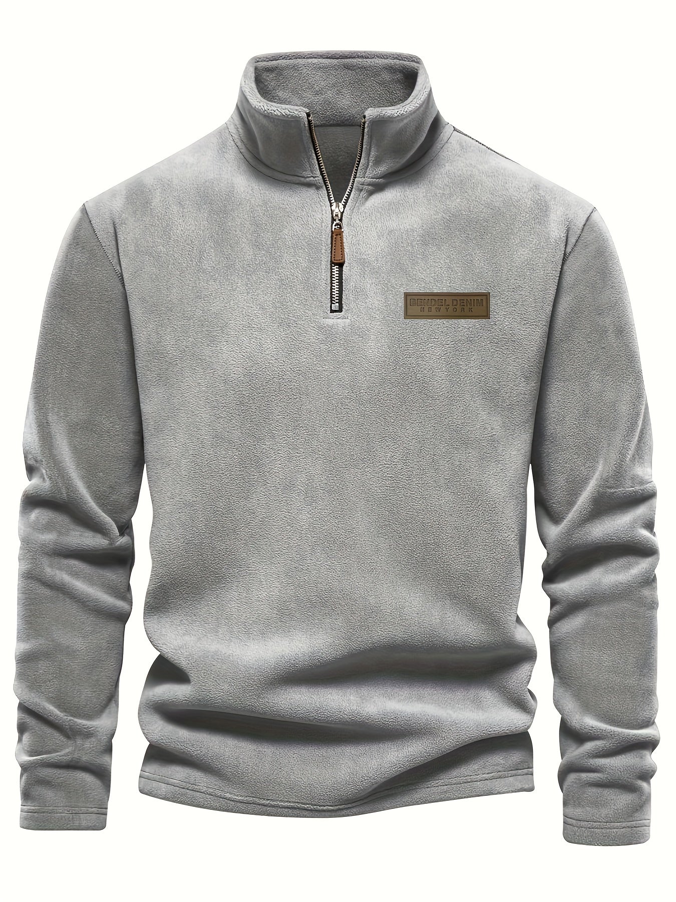 Heren Fleece-Gevoerde Sweatshirt met Halve Rits – Casual Pullover met Opstaande Kraag.