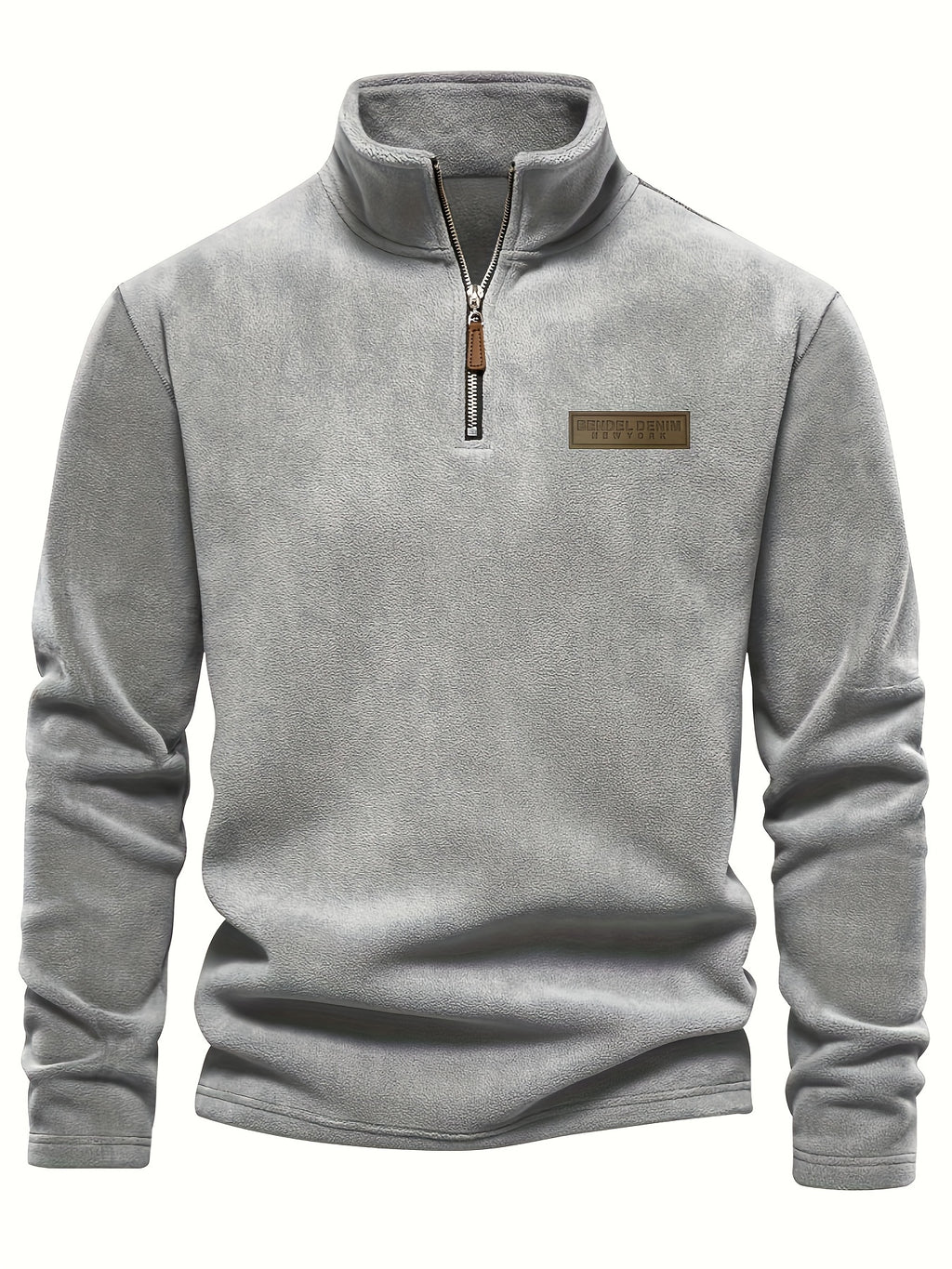 Heren Fleece-Gevoerde Sweatshirt met Halve Rits – Casual Pullover met Opstaande Kraag.