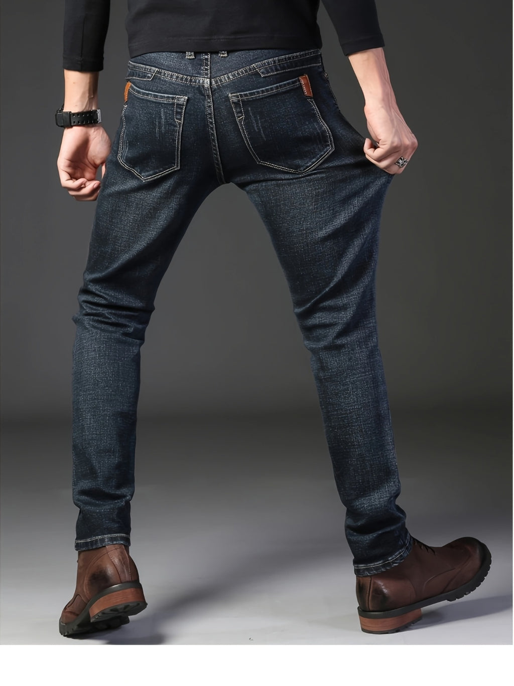Heren High-Quality Denim Jeans – Donkere Was, Rechte Pasvorm.