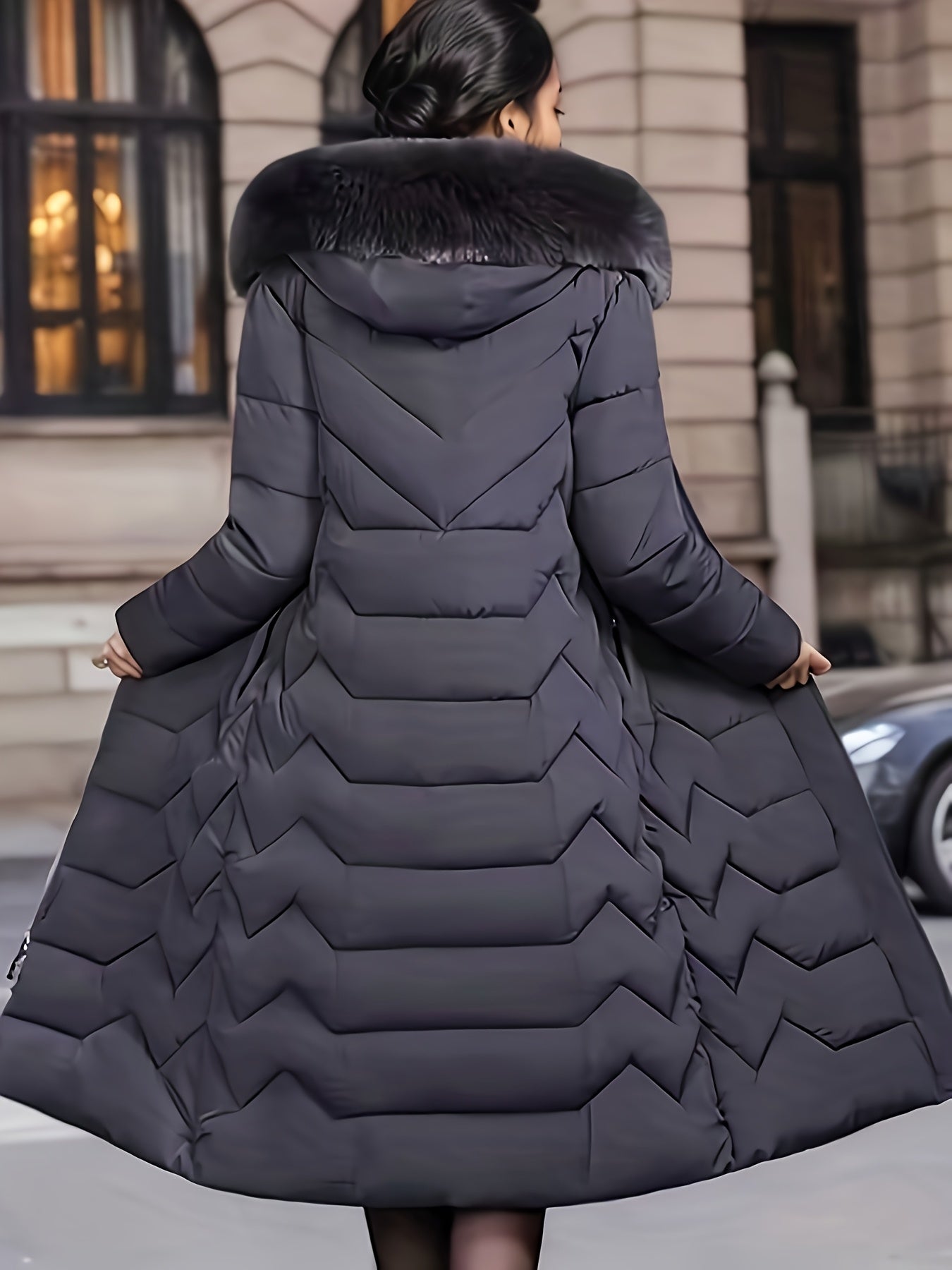 Dames Slim-Fit Lange Over-The-Knee (OTK) Jas met Dikke Kraag – Winterwarm & Stijl in Eén.