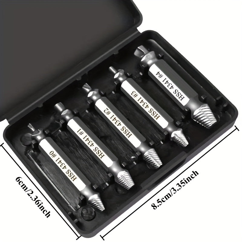 🛠️ 5-delige Schroeven verwijder Set – HSS Dubbelzijdig.