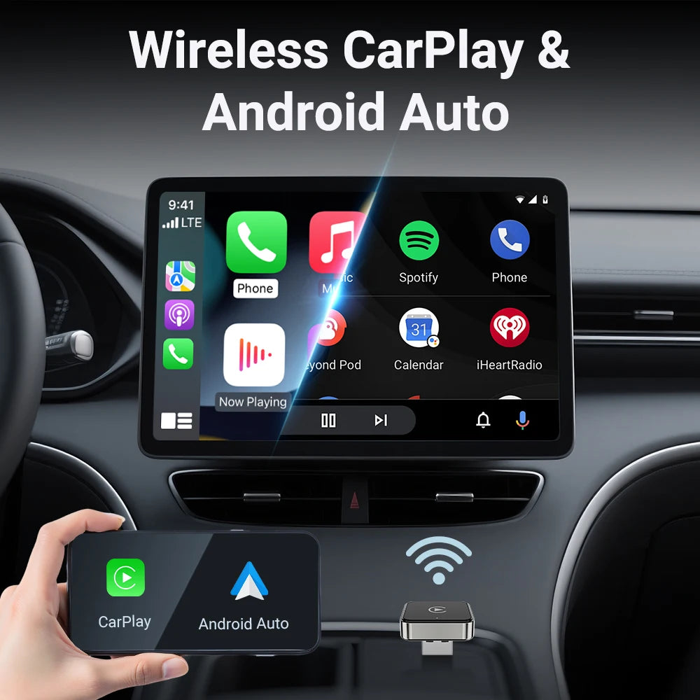XUDA 2-in-1 Wired to Wireless CarPlay & Android Auto Adapter – Slimme USB Dongle
