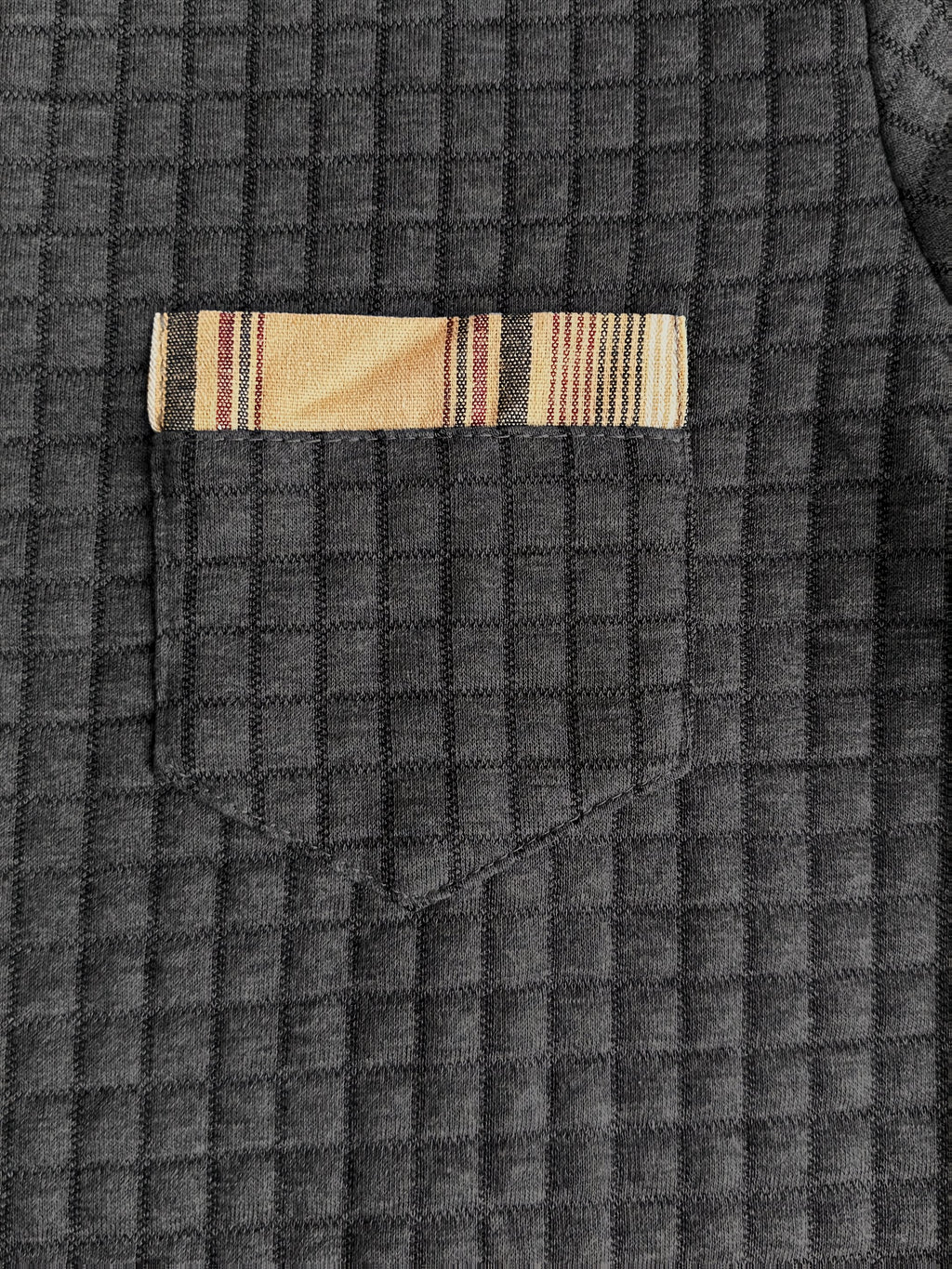 Heren warme Casual Poloshirt met lange mouwen – Wafelstructuur met Geruite Kraag.