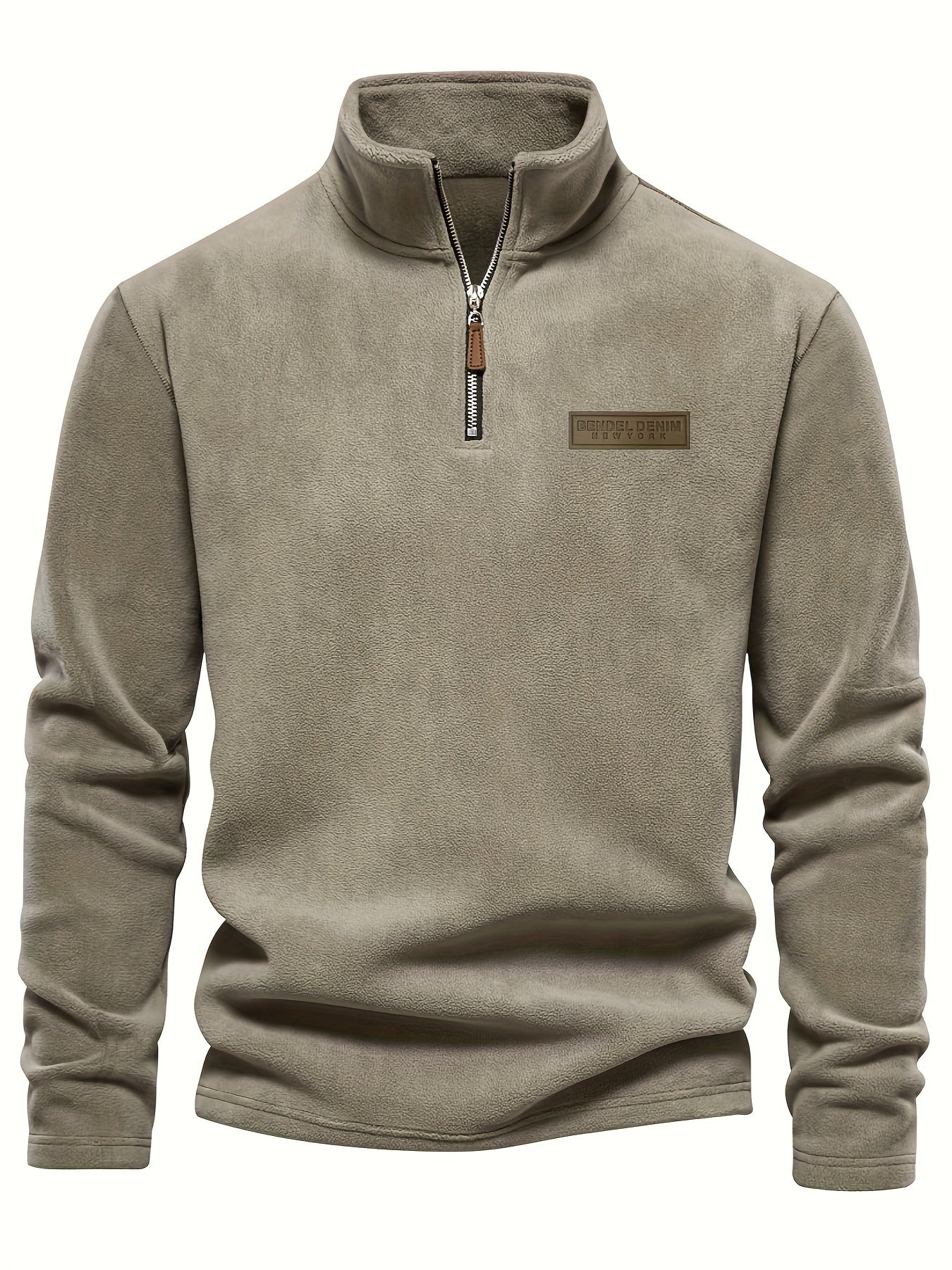 Heren Fleece-Gevoerde Sweatshirt met Halve Rits – Casual Pullover met Opstaande Kraag.