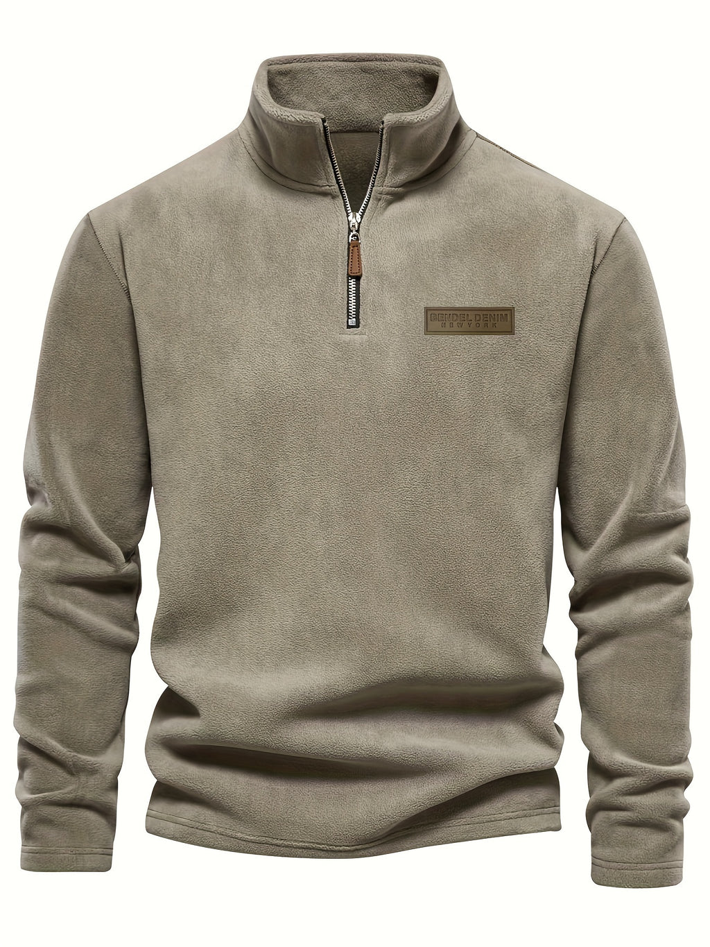 Heren Fleece-Gevoerde Sweatshirt met Halve Rits – Casual Pullover met Opstaande Kraag.