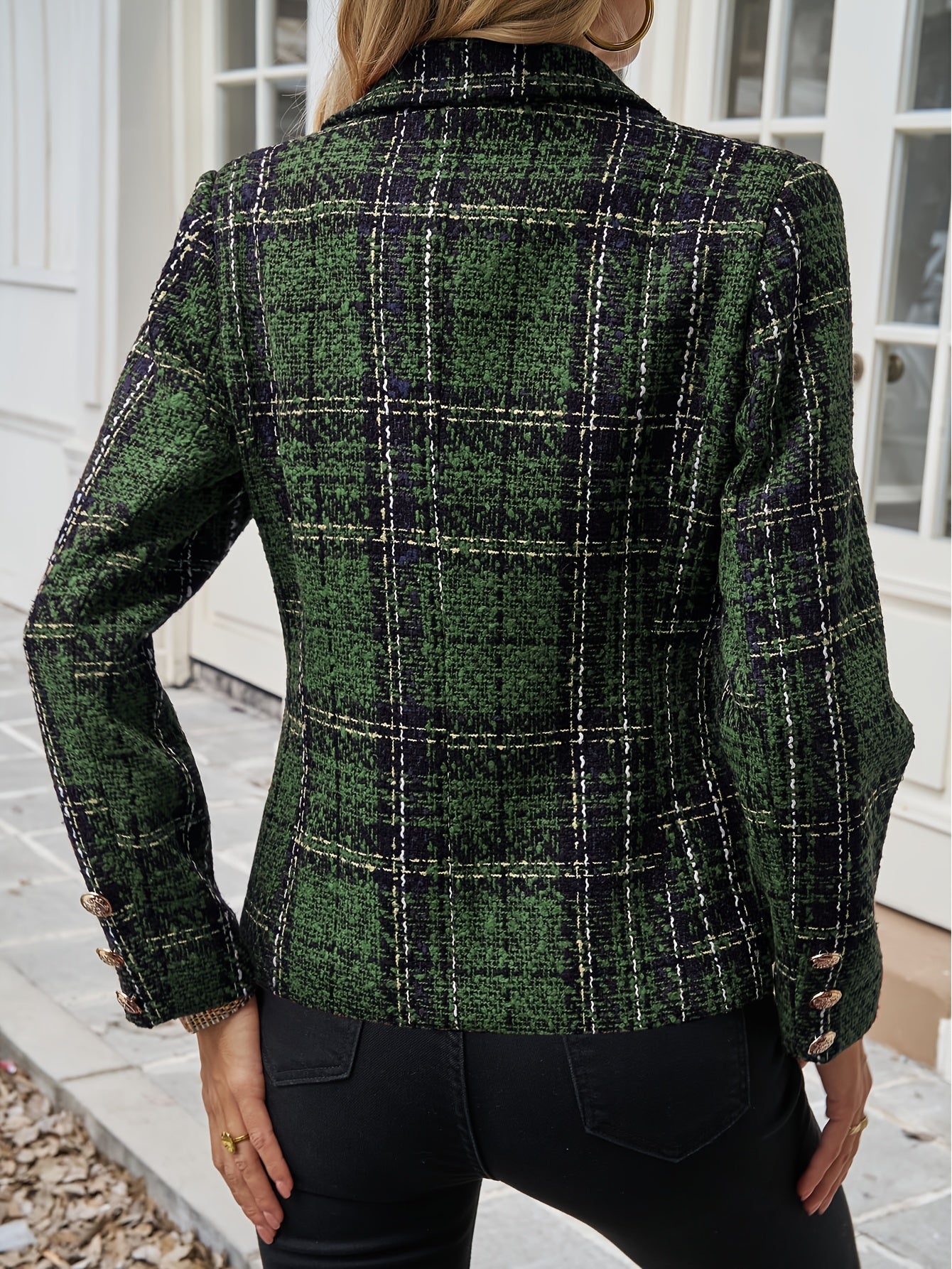 Elegante Geruite Tweed Blazer voor Dames – Herfst/Winter 2025.