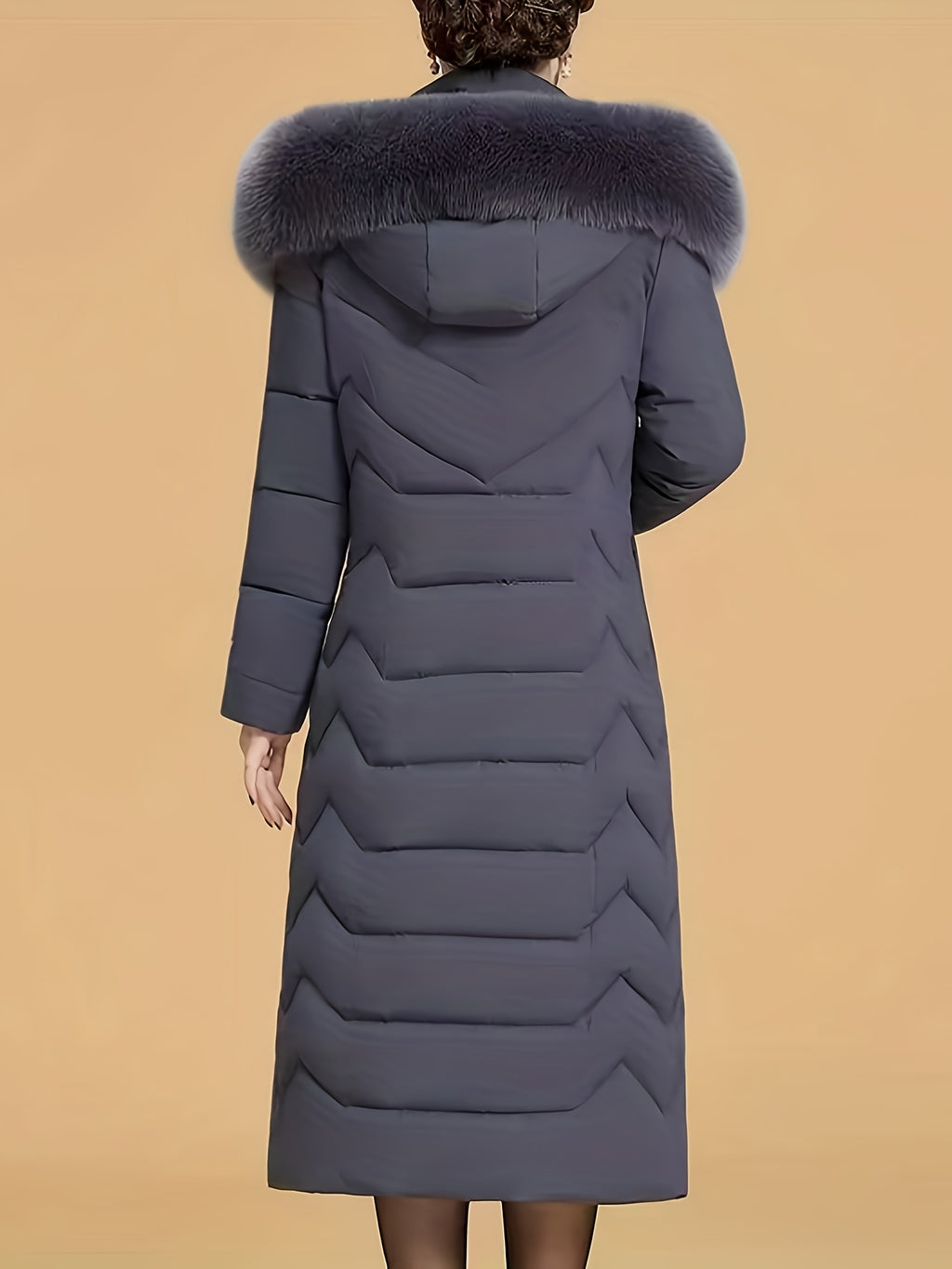 Dames Slim-Fit Lange Over-The-Knee (OTK) Jas met Dikke Kraag – Winterwarm & Stijl in Eén.