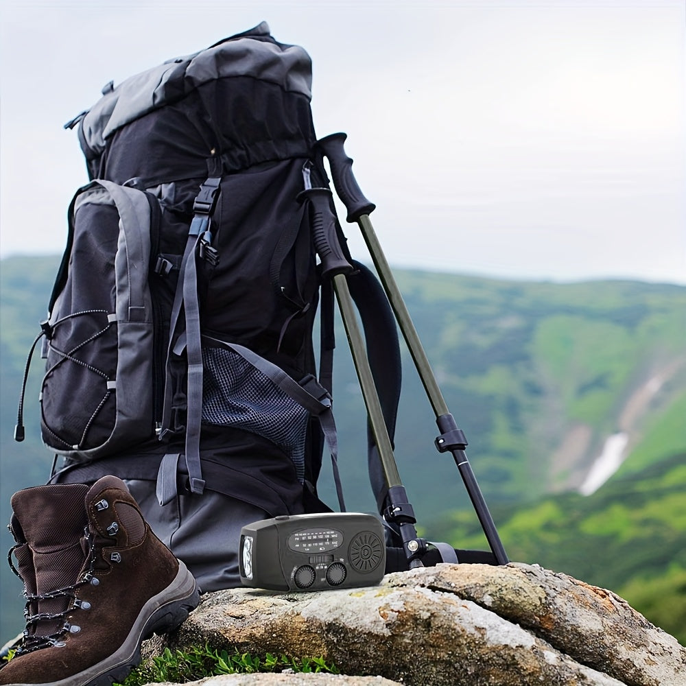 Noodhandcrankradio met LED-zaklamp – AM/FM NOAA, USB & Zonne-energie.