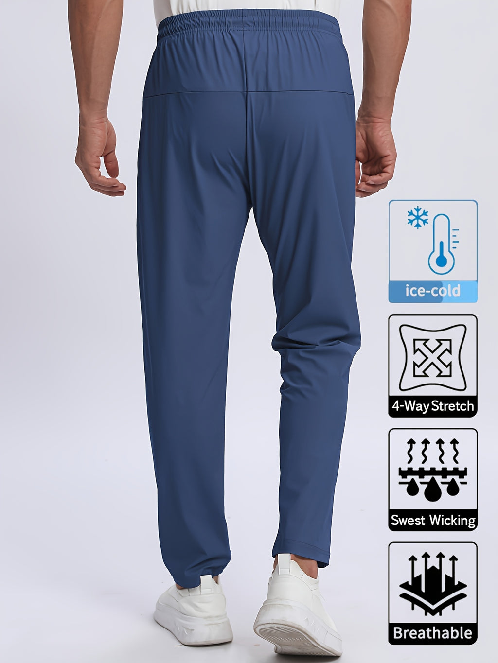 Heren Hoge-Rekbare Atletische Broek – Zijdeachtige Vezel met Rits zakken.