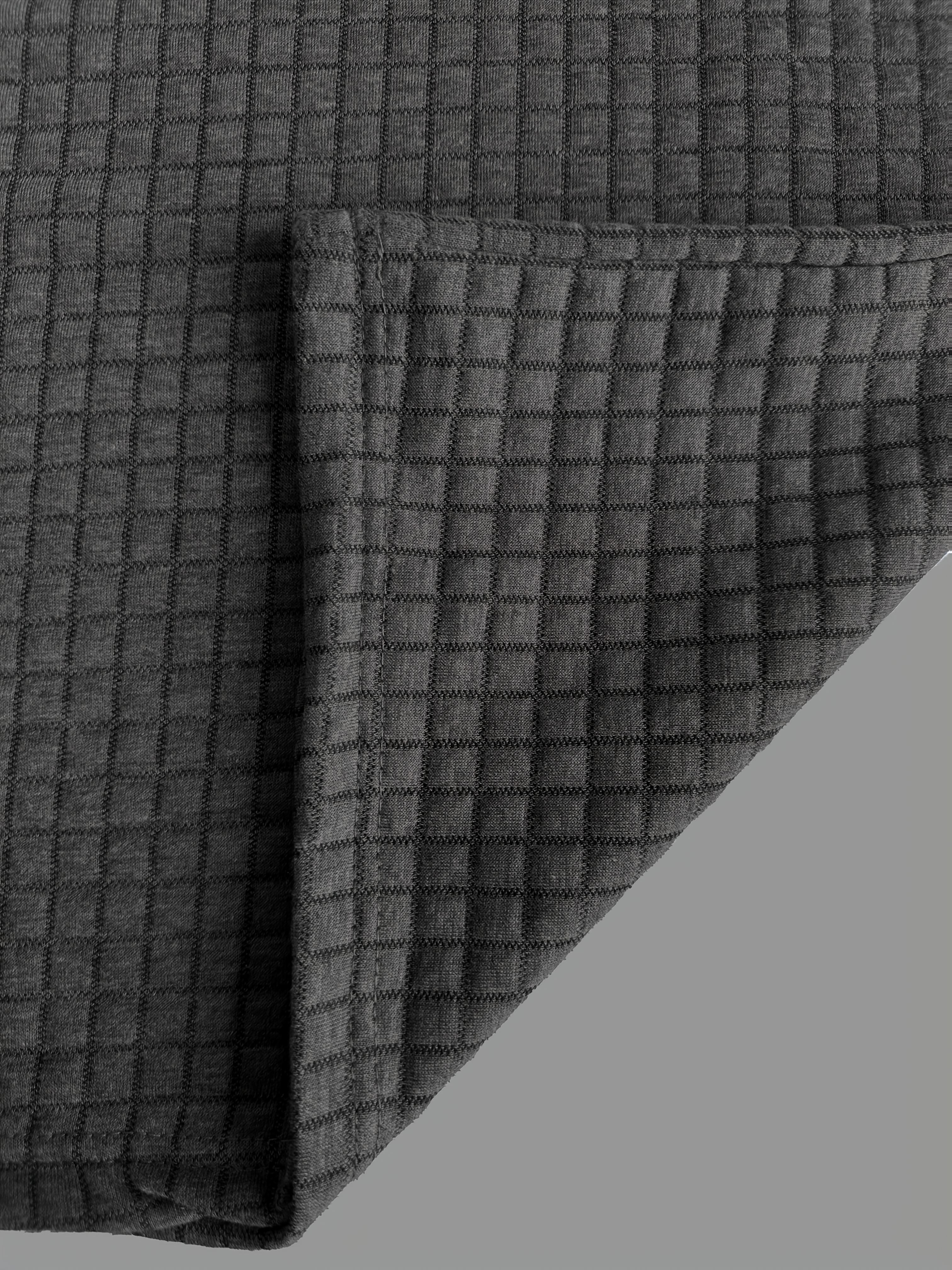 Heren warme Casual Poloshirt met lange mouwen – Wafelstructuur met Geruite Kraag.