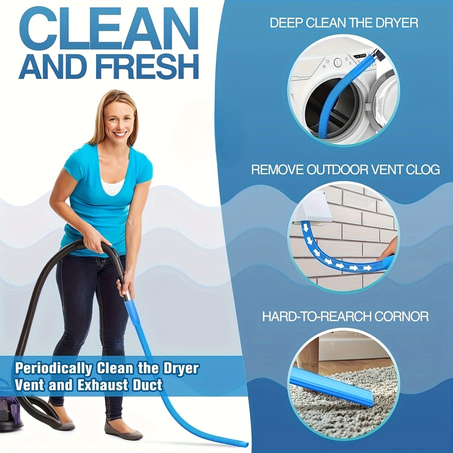 Wasdroger Cleaner – Flexibele Lint Verwijderaar met Vacuüm Aansluiting.