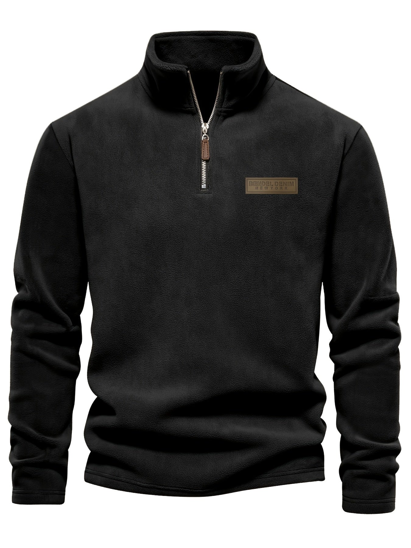 Heren Fleece-Gevoerde Sweatshirt met Halve Rits – Casual Pullover met Opstaande Kraag.