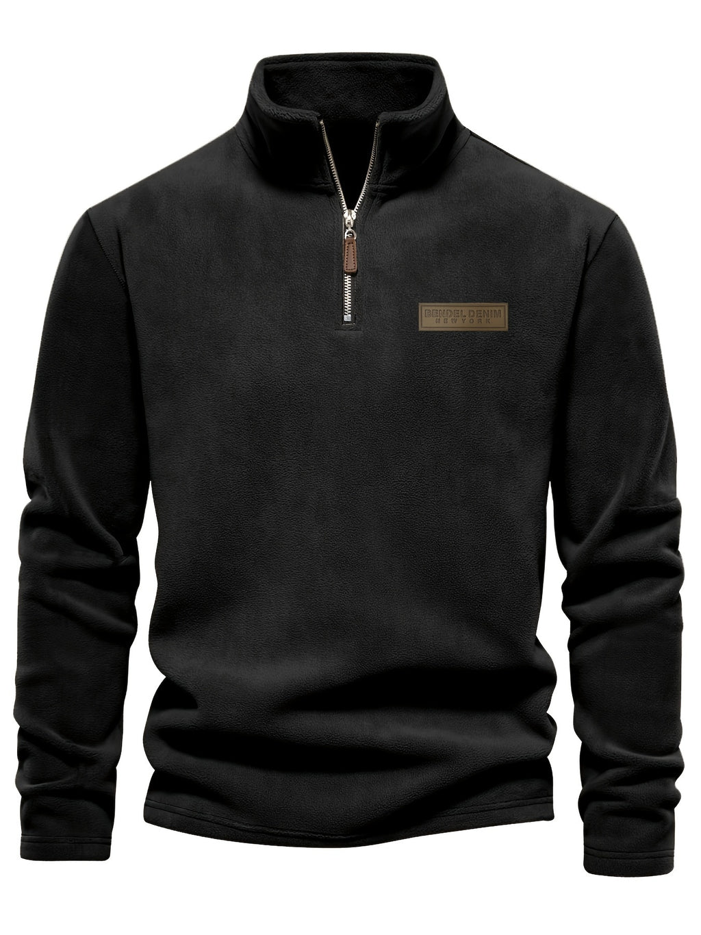 Heren Fleece-Gevoerde Sweatshirt met Halve Rits – Casual Pullover met Opstaande Kraag.
