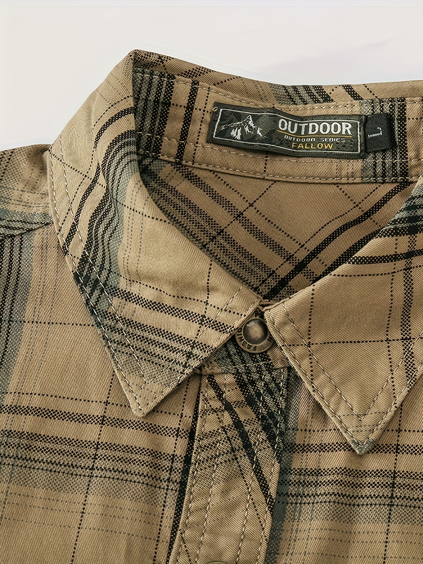 Heren Vintage Geruit Overhemd met Lange Mouwen en Meerdere Zakken.