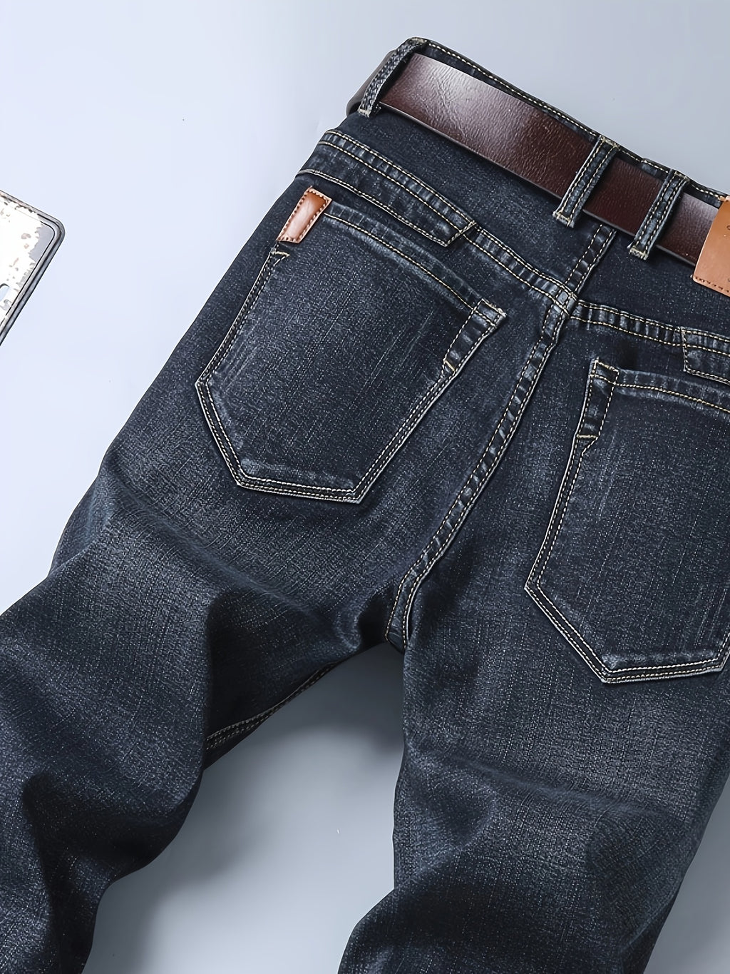 Heren High-Quality Denim Jeans – Donkere Was, Rechte Pasvorm.