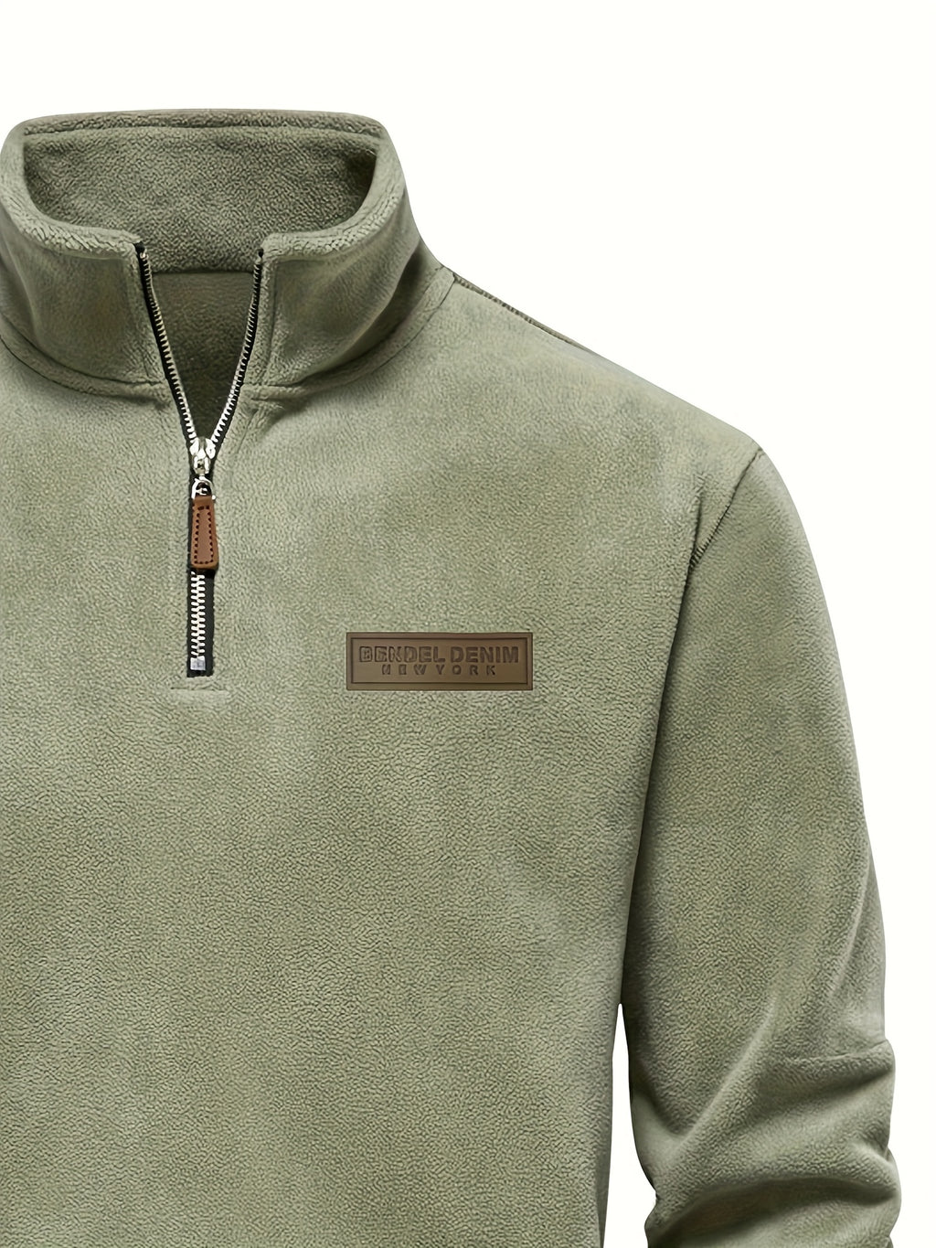 Heren Fleece-Gevoerde Sweatshirt met Halve Rits – Casual Pullover met Opstaande Kraag.